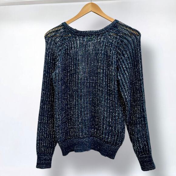 Agyness Deyn Dr. Martens Blue Metallic Knit Pullover Sweater S Cotton New Small - Picture 2 of 10